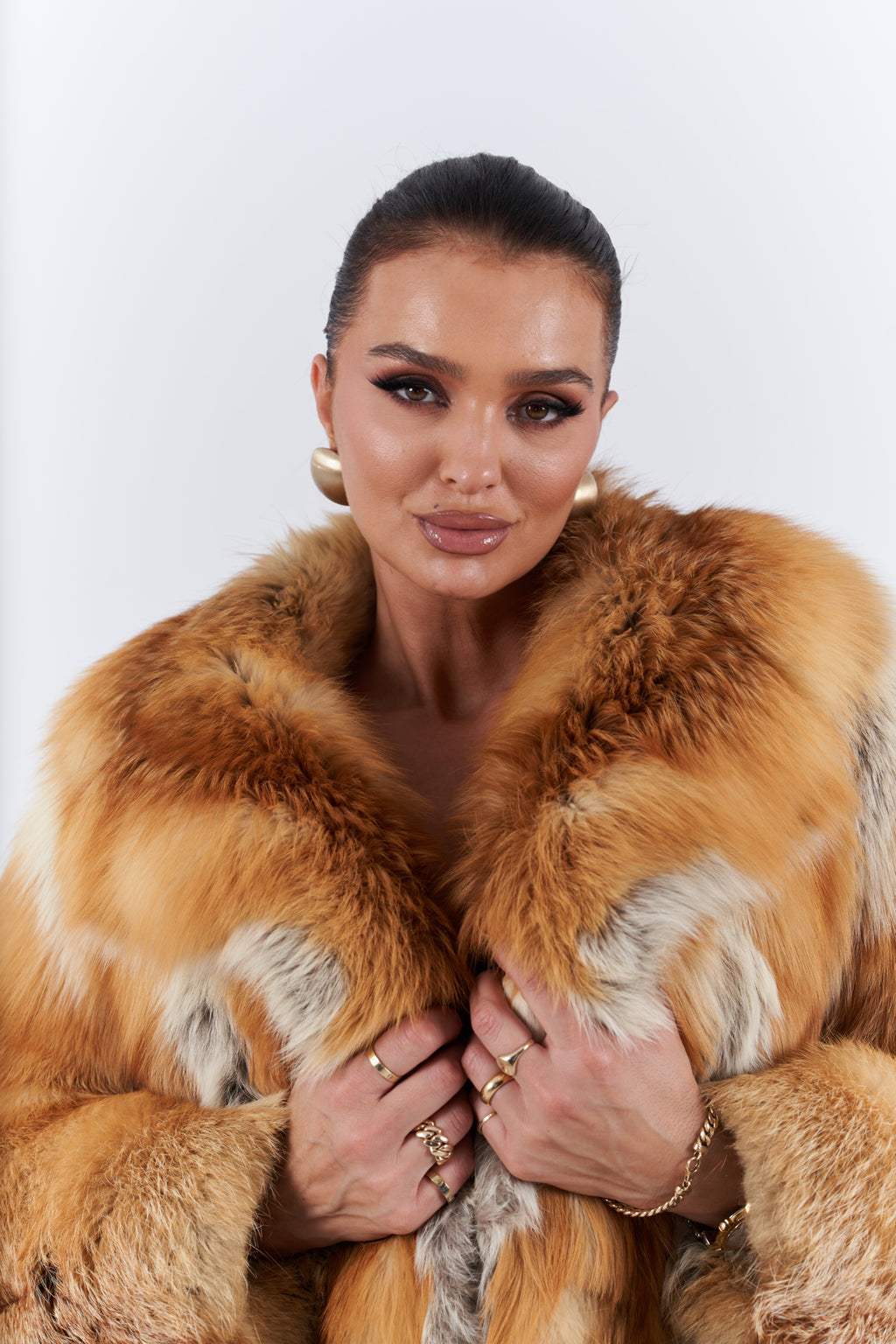 Natural red fox coat