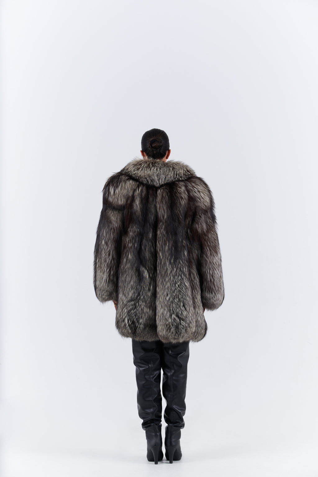 Silver fox fur coat