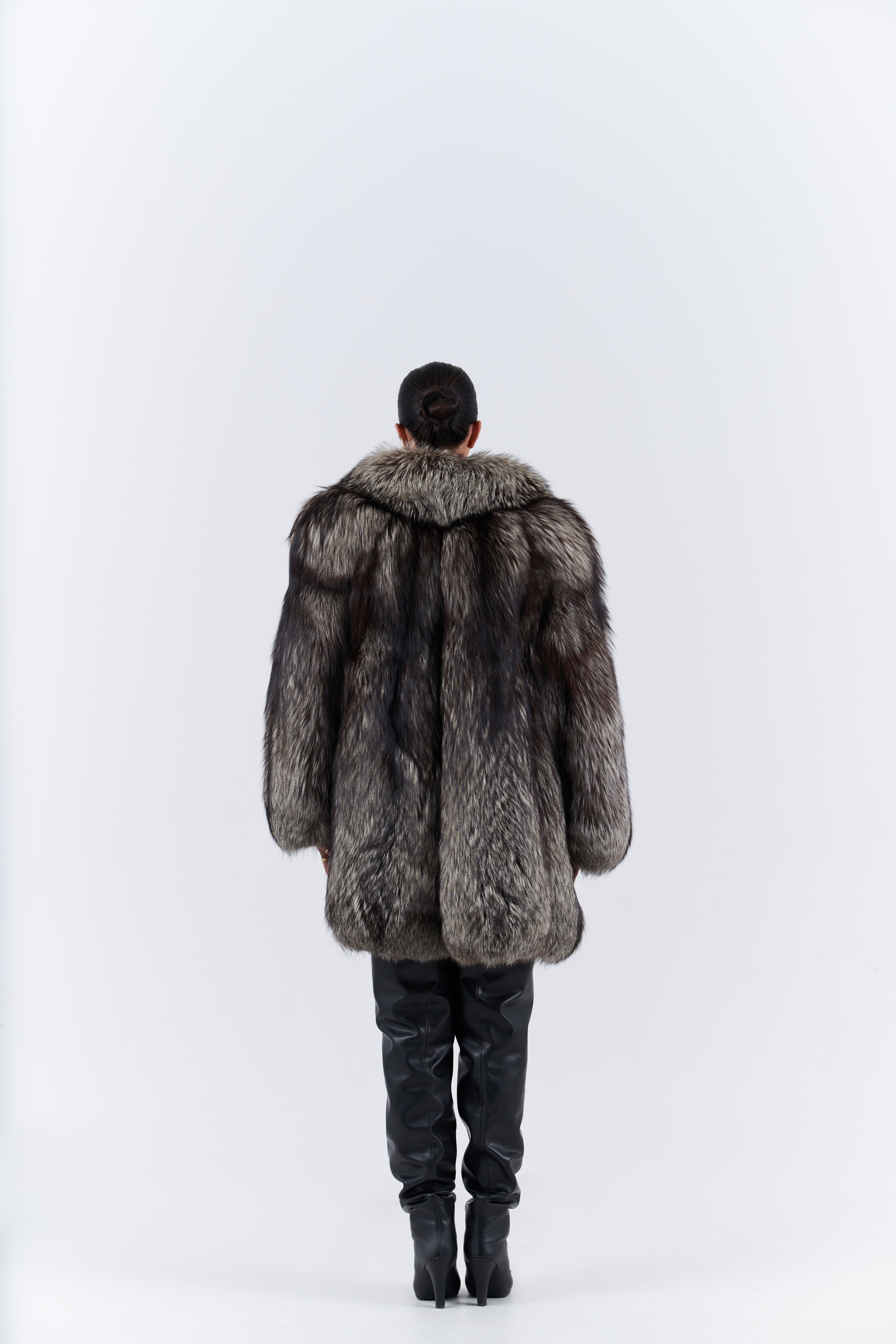 Silver fox fur coat