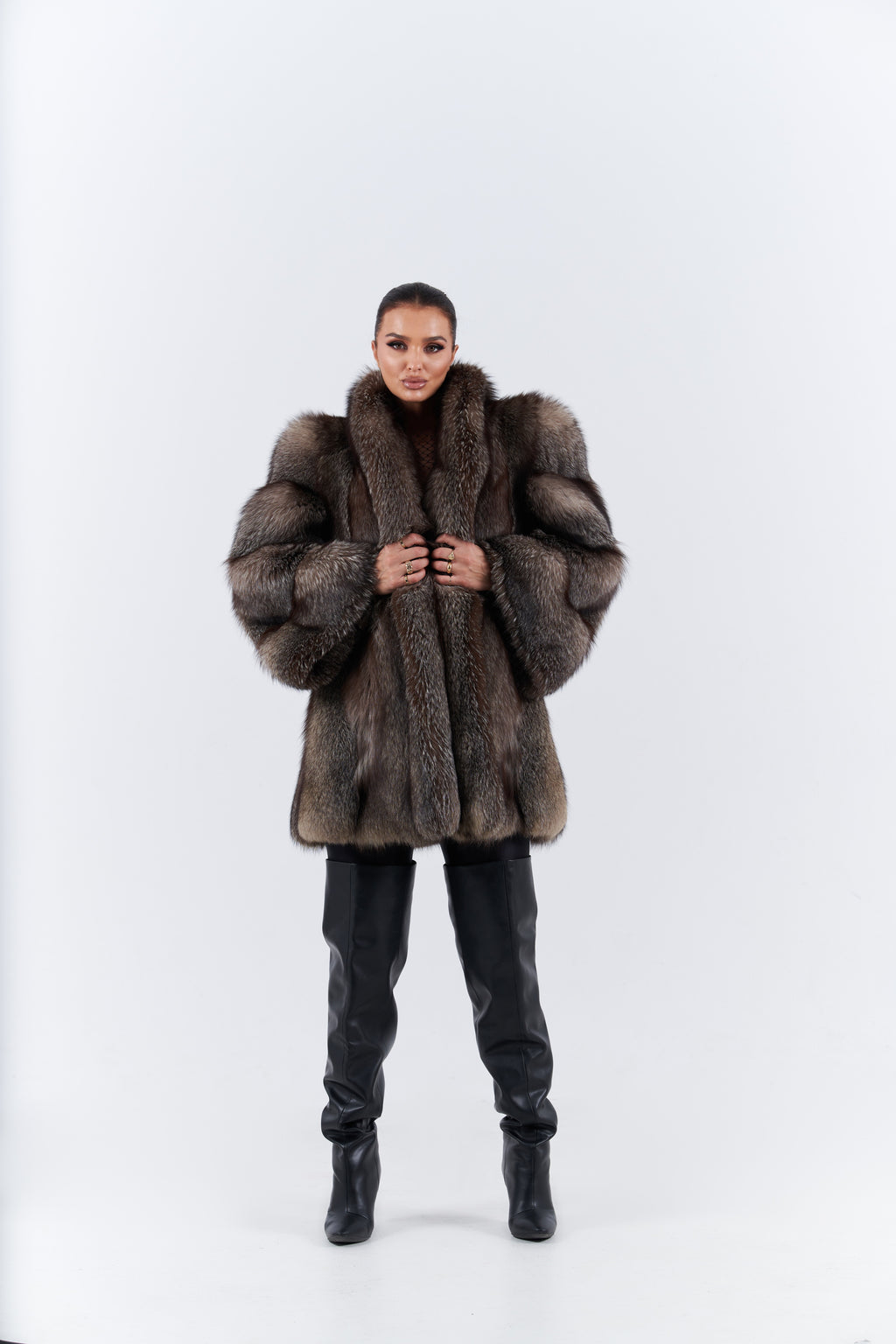 Natural fox frost fur coat