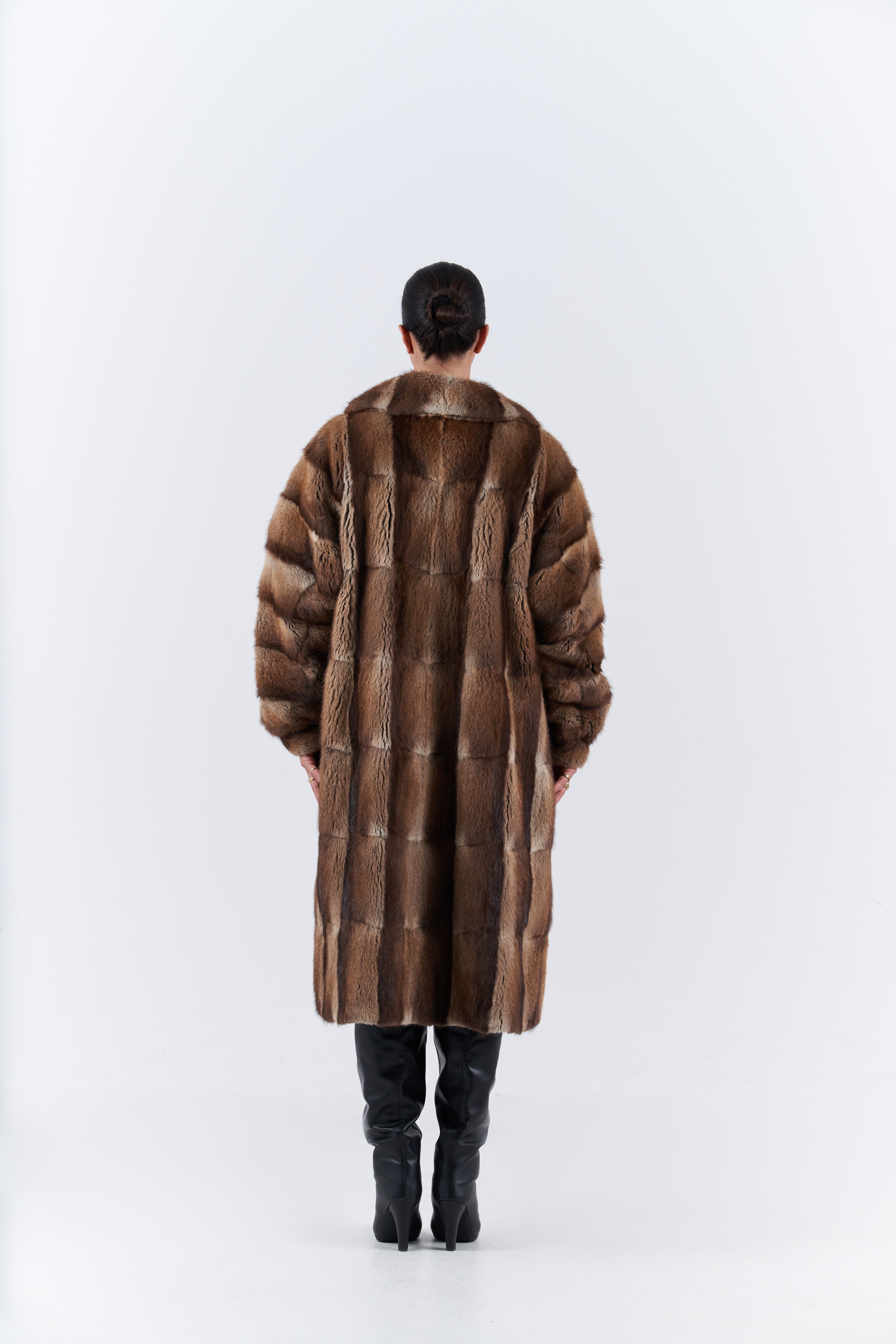 Natural muskrat long coat