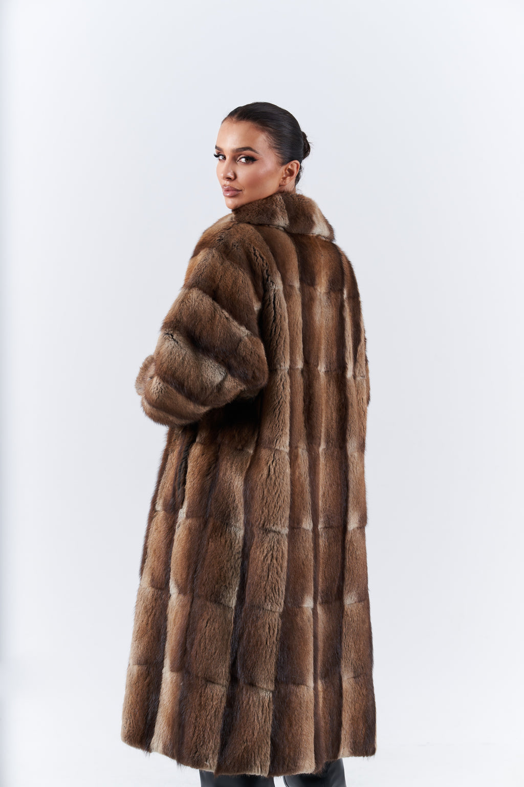 Natural muskrat long coat
