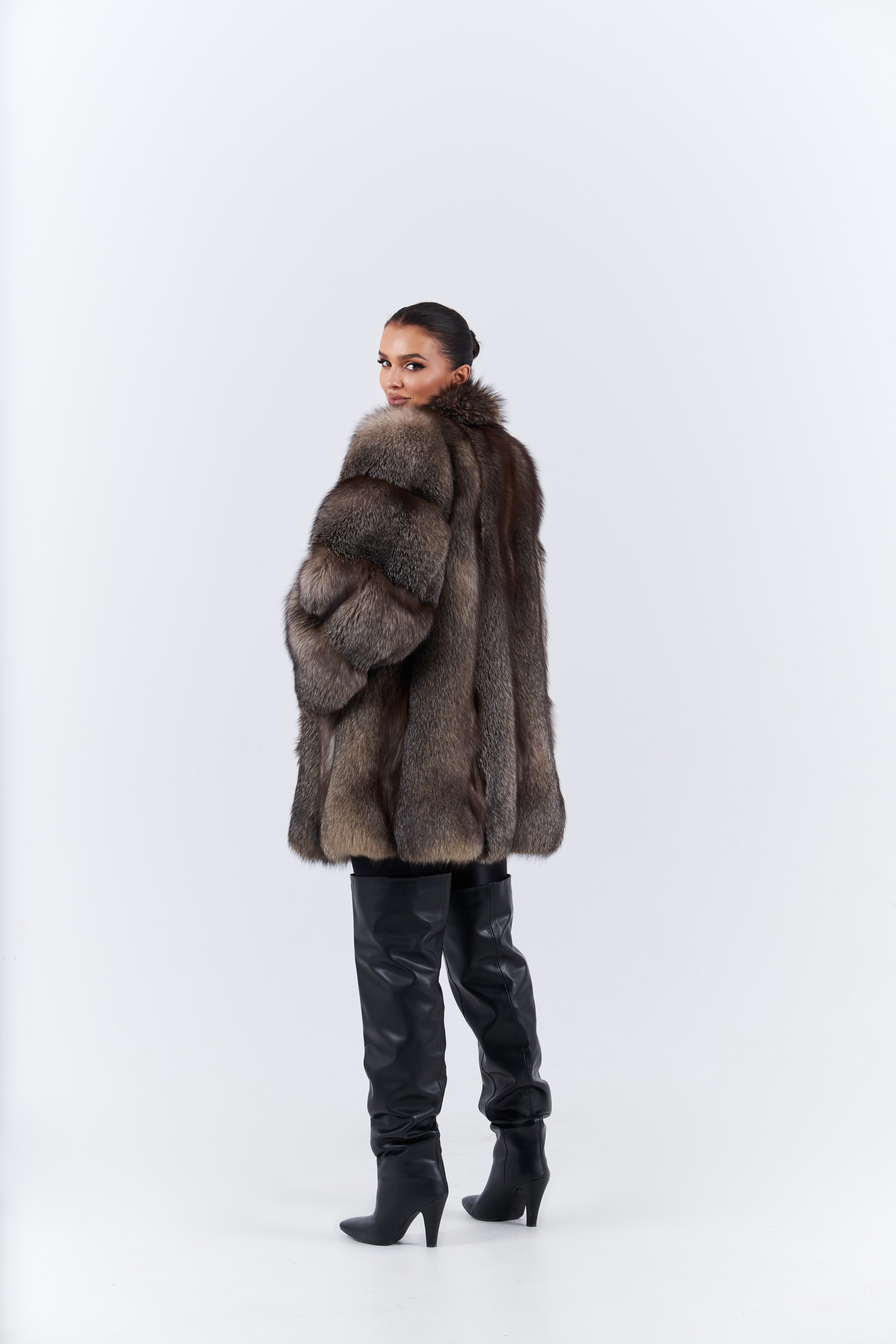 Natural fox frost fur coat