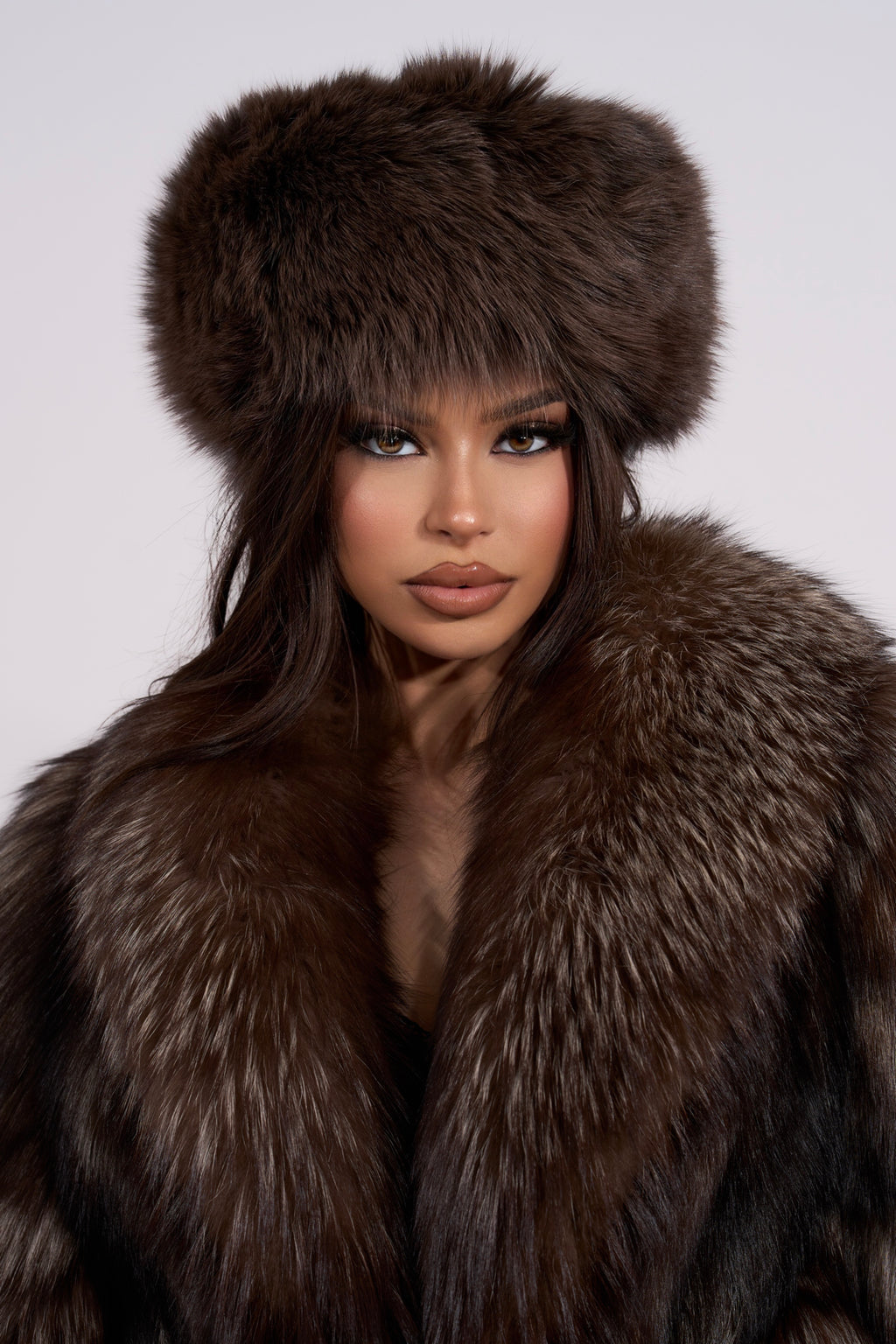 Silver fox fur coat