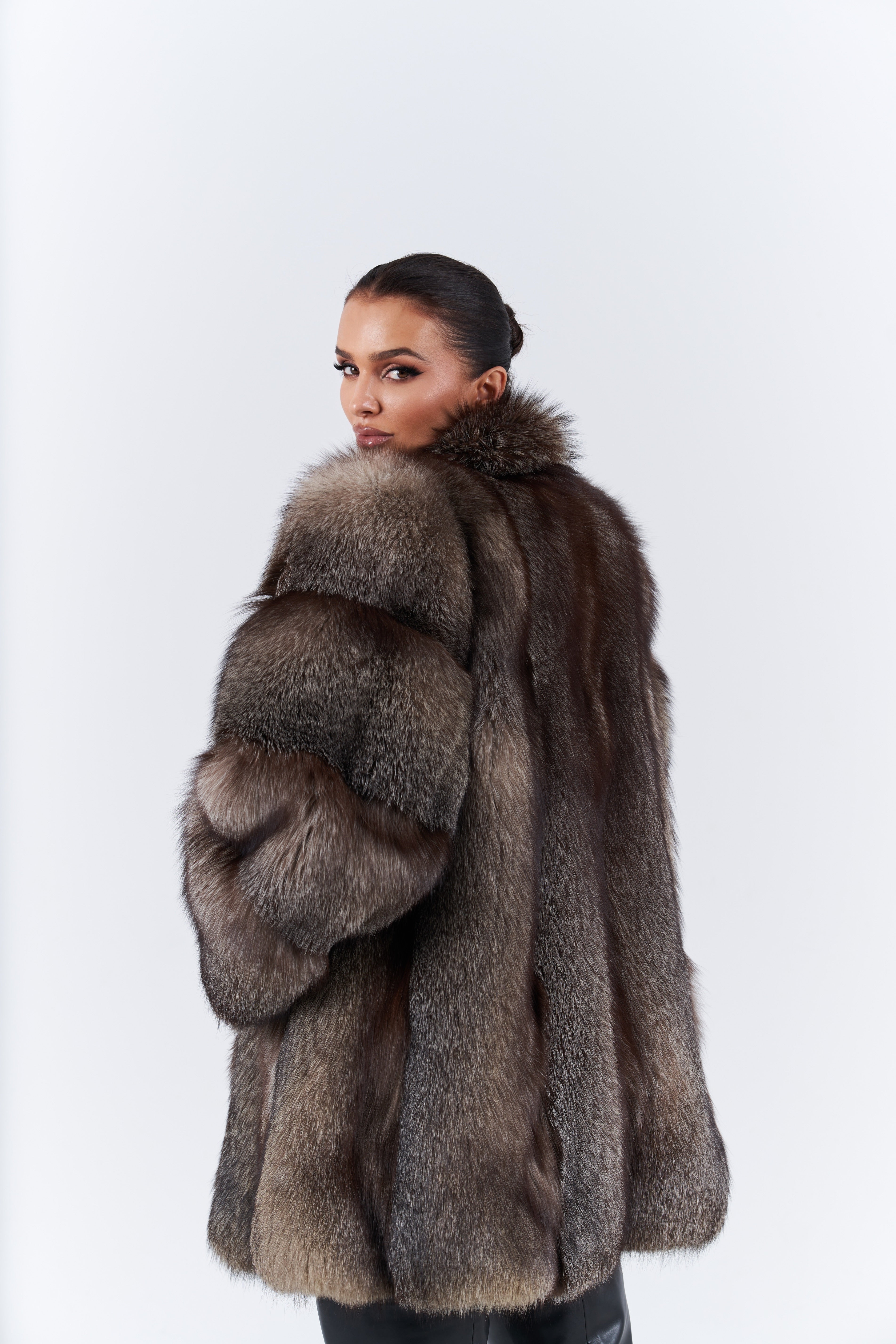 Natural fox frost fur coat