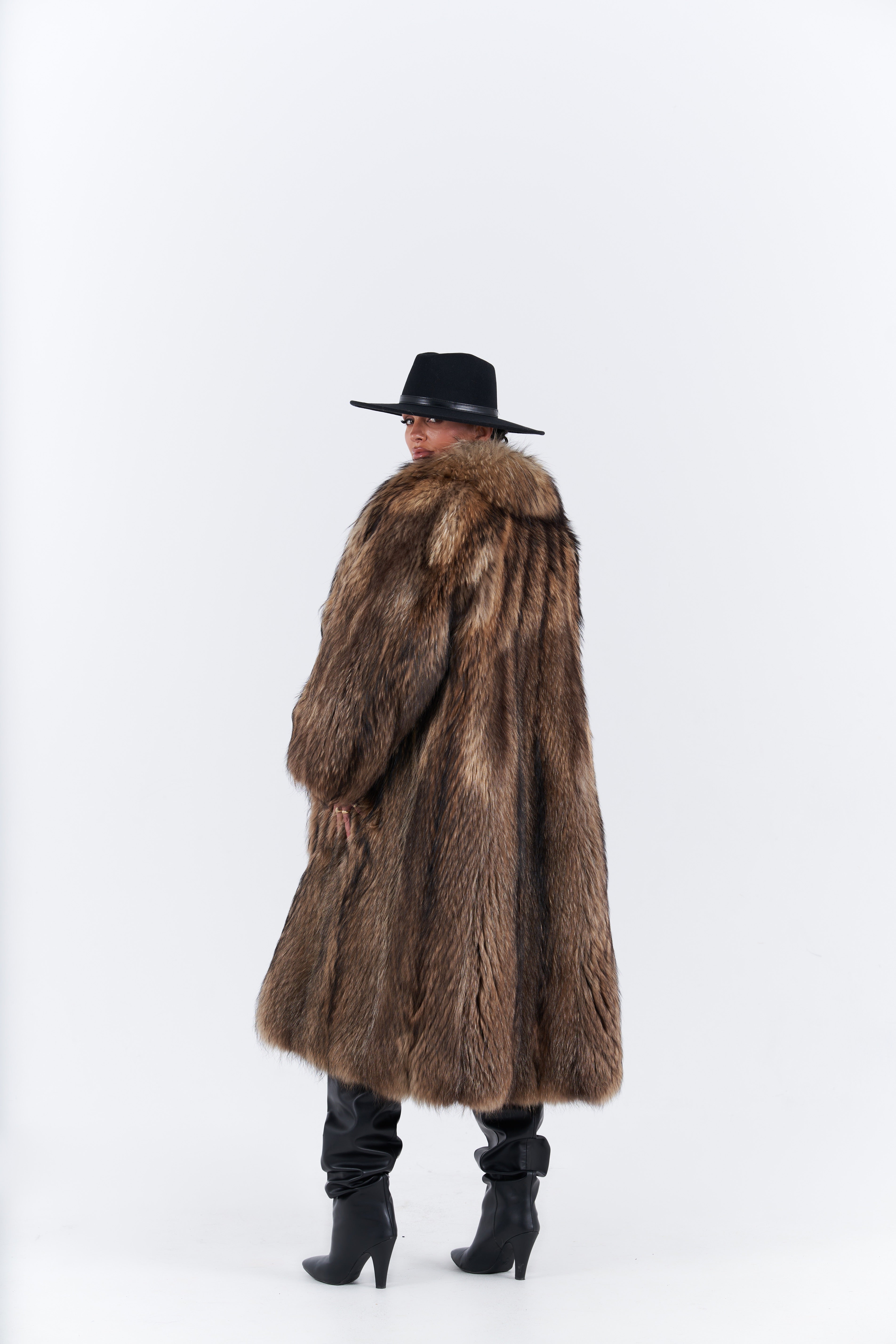 Raccoon fur coat