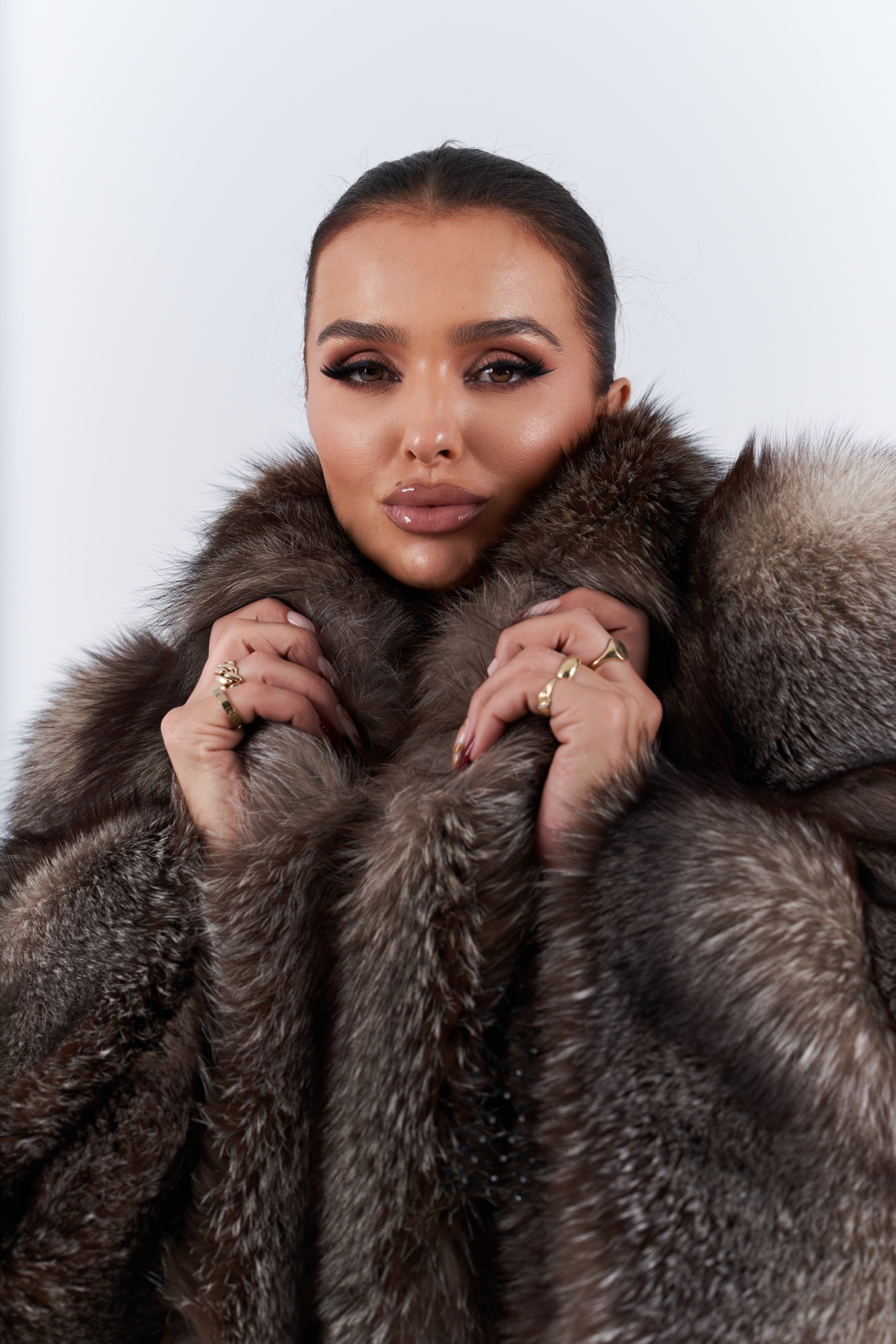 Natural fox frost fur coat