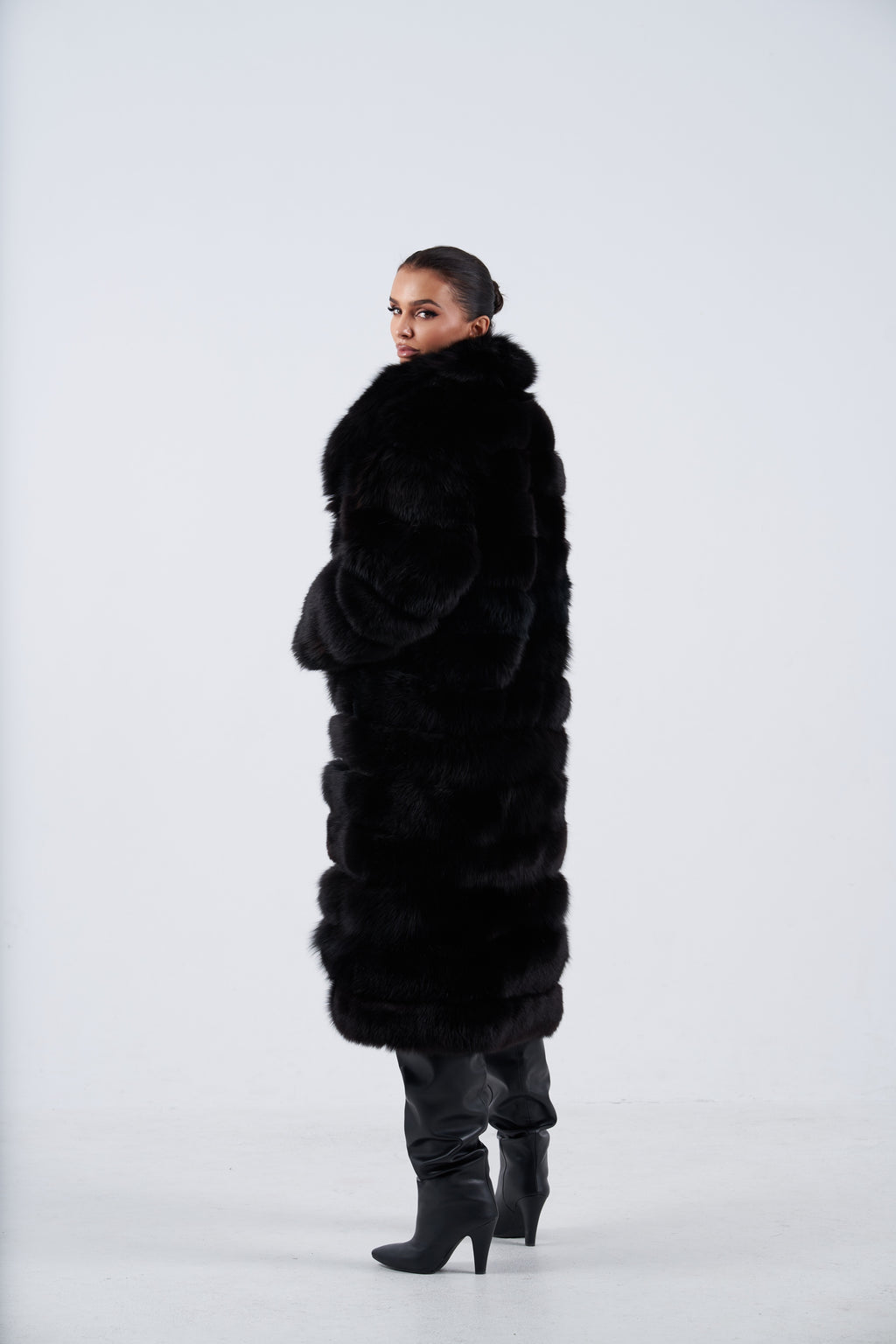 Black fox fur coat