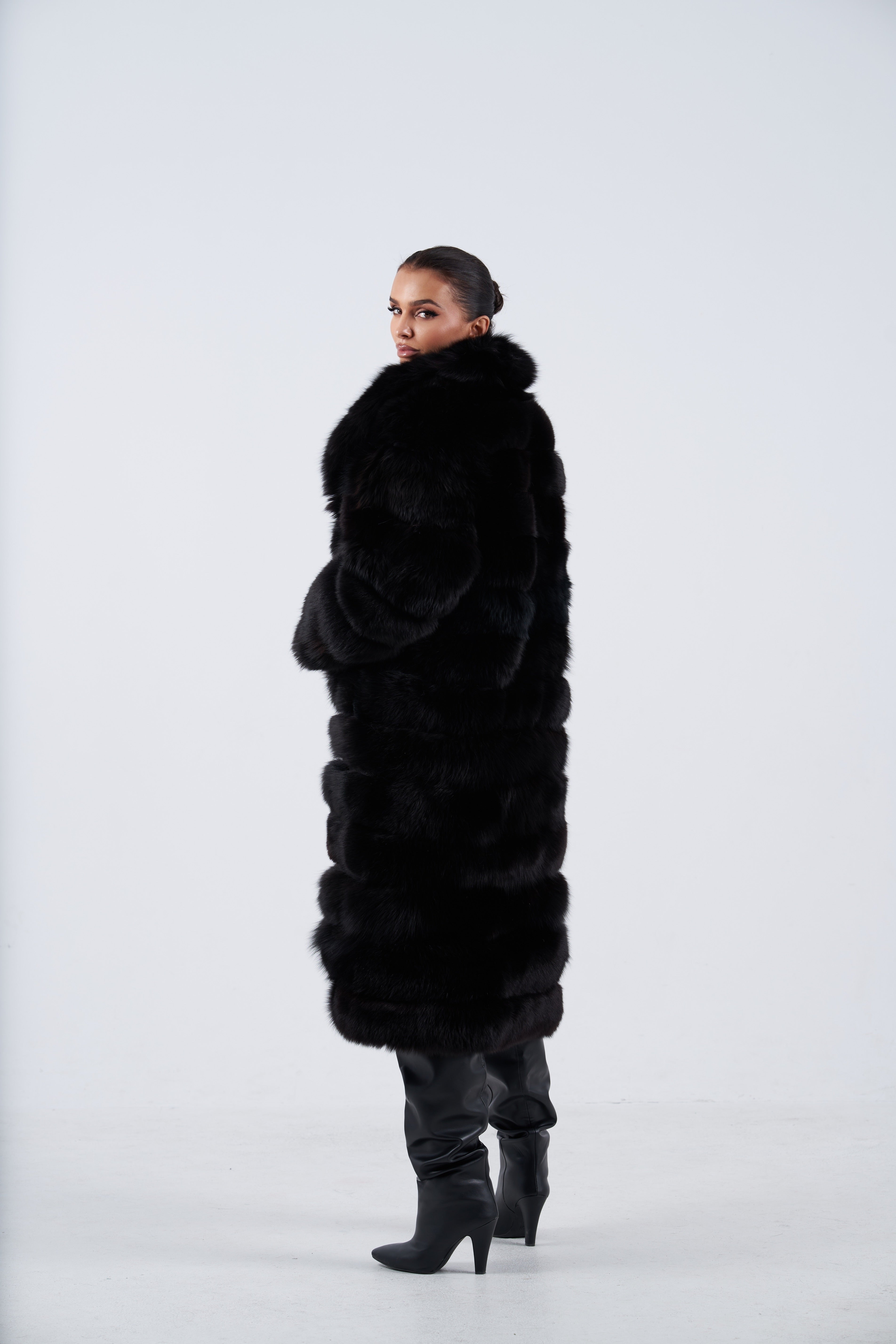 Black fox fur coat