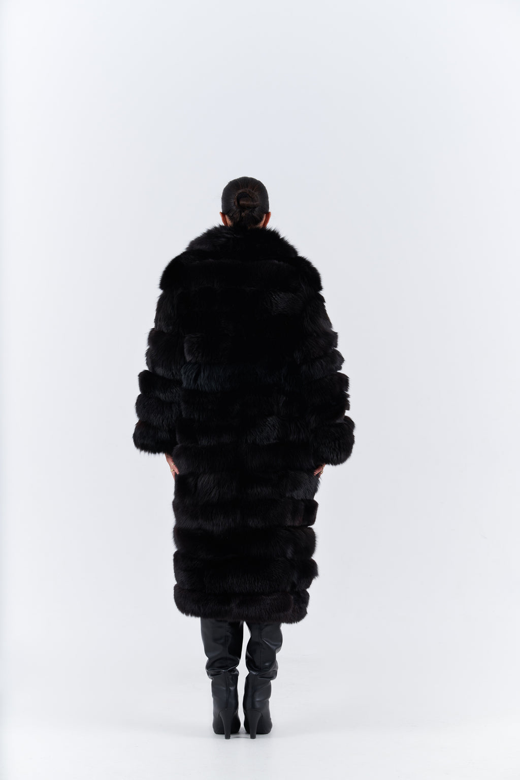 Black fox fur coat