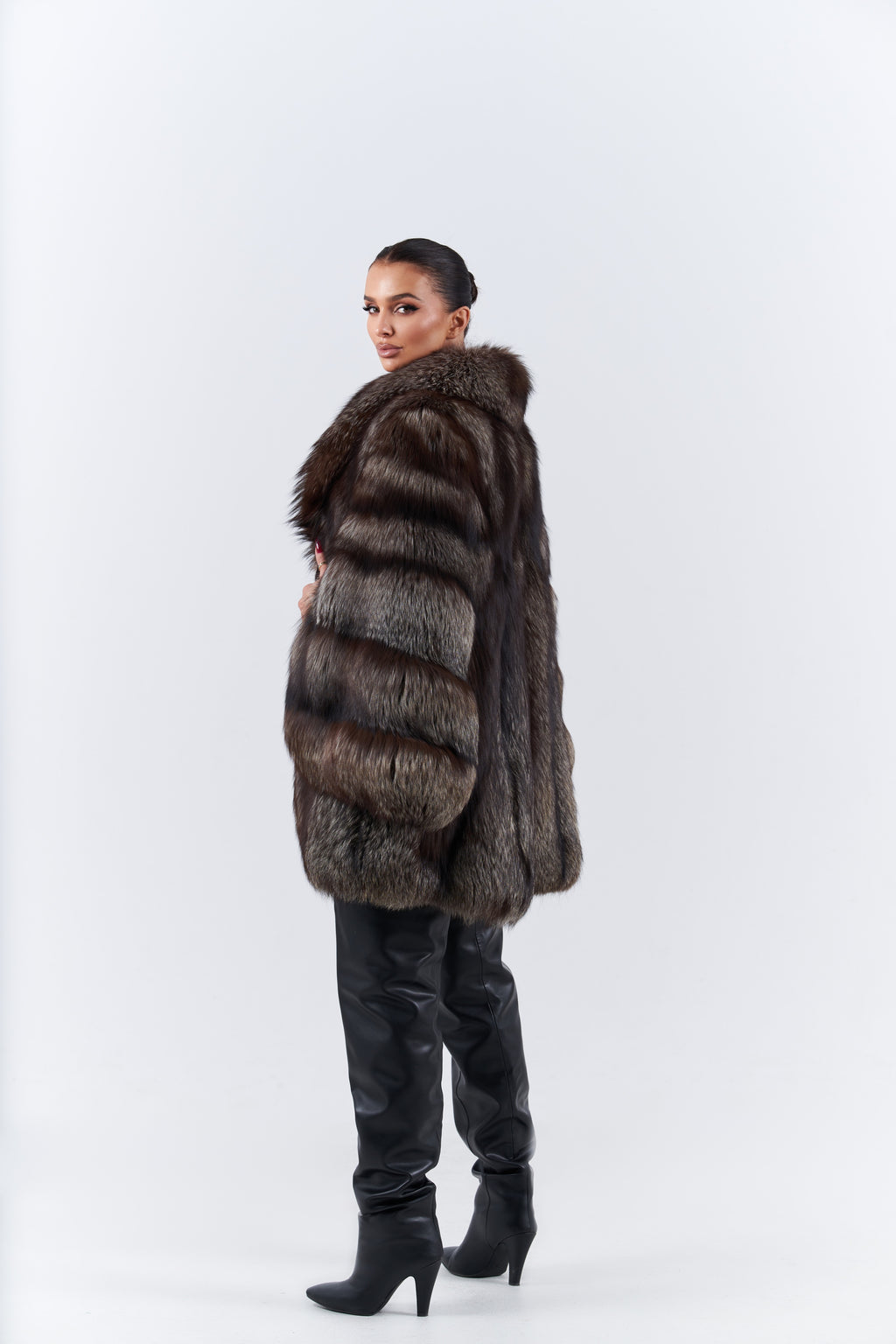 Silver fox fur coat