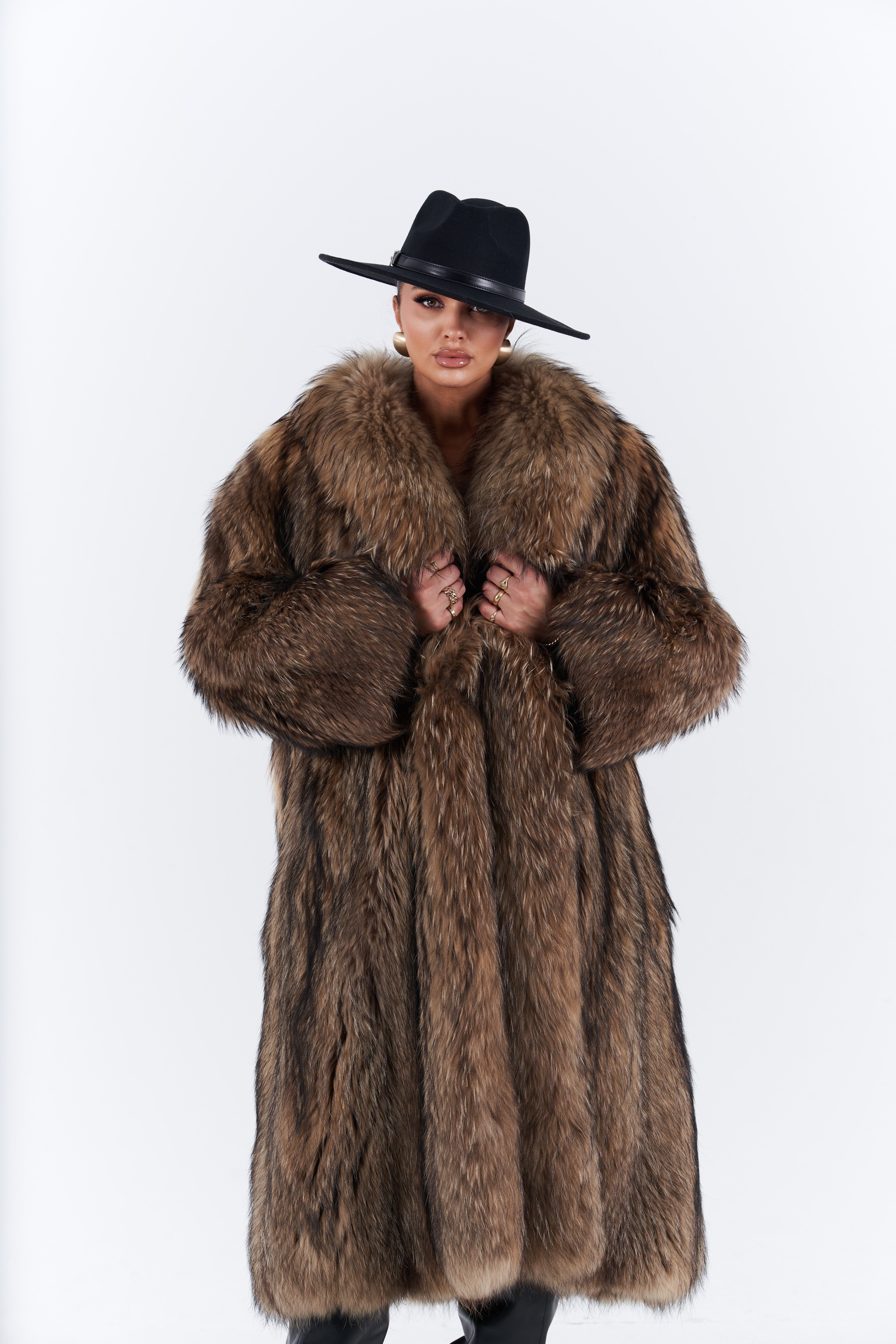 Raccoon fur coat