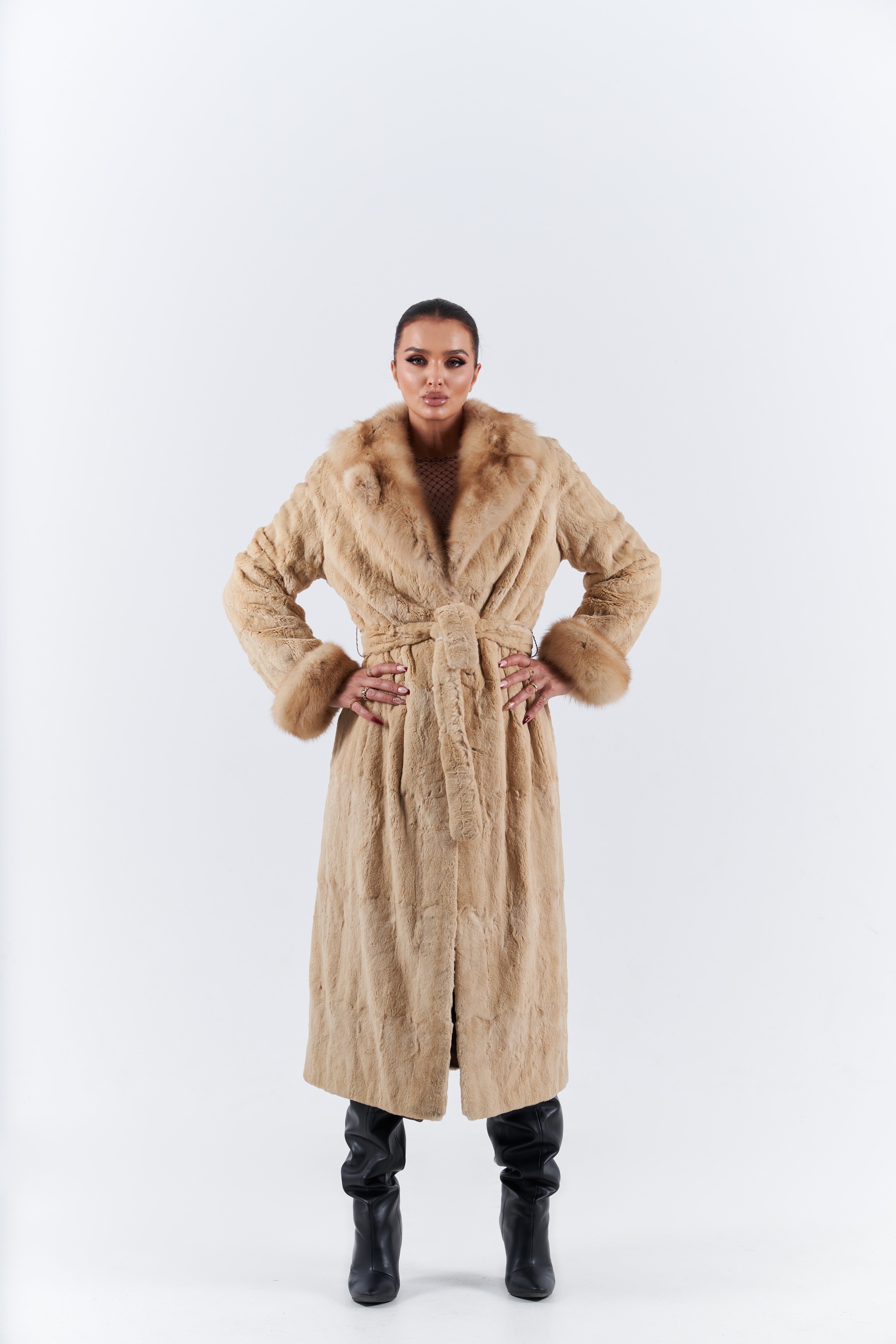 Shaved mink with sable collar