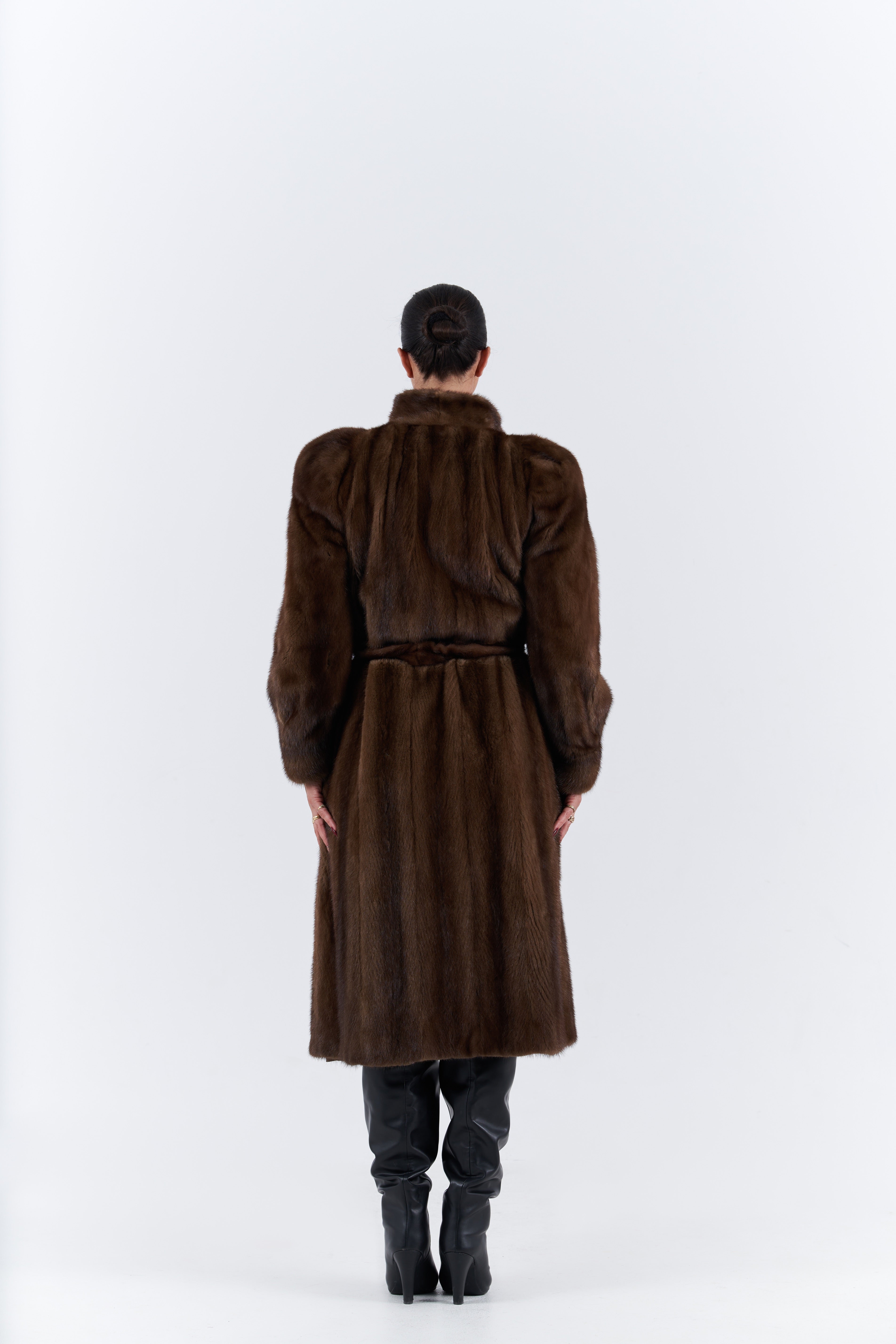 Natural mink long fur coat