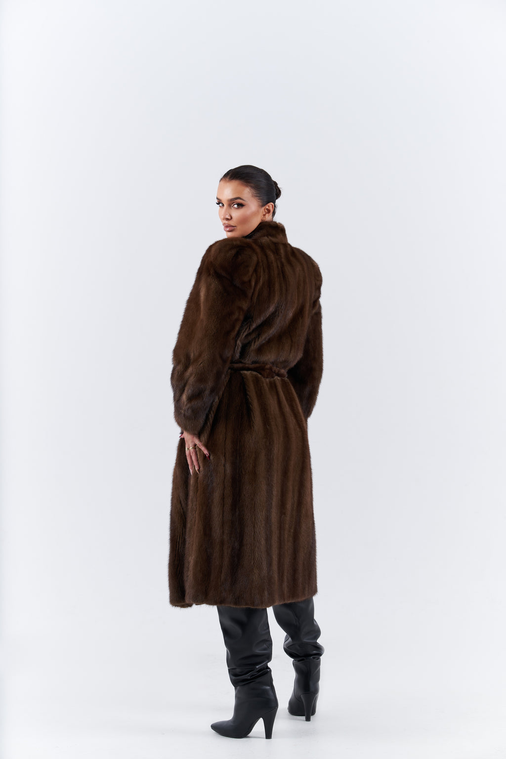 Natural mink long fur coat
